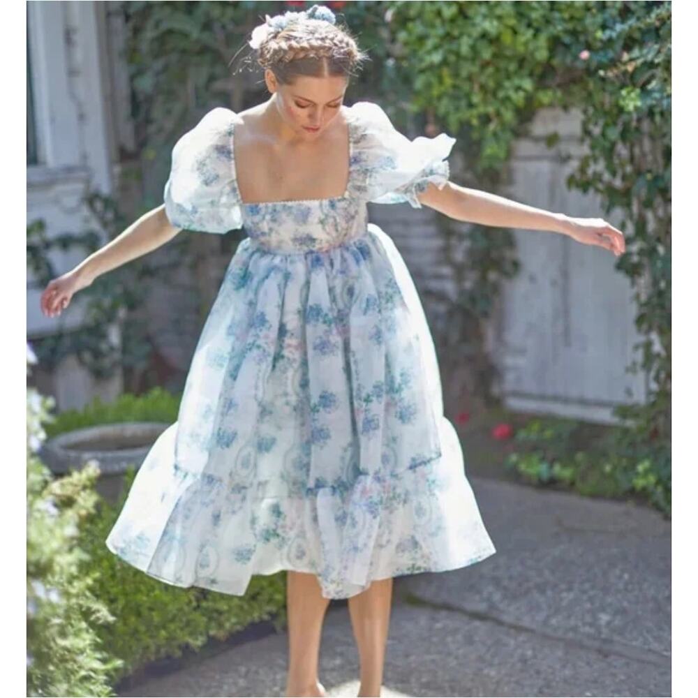 Selkie‎ La Belle Etoile Organza French Puff Dress XL - Picture 2 of 13